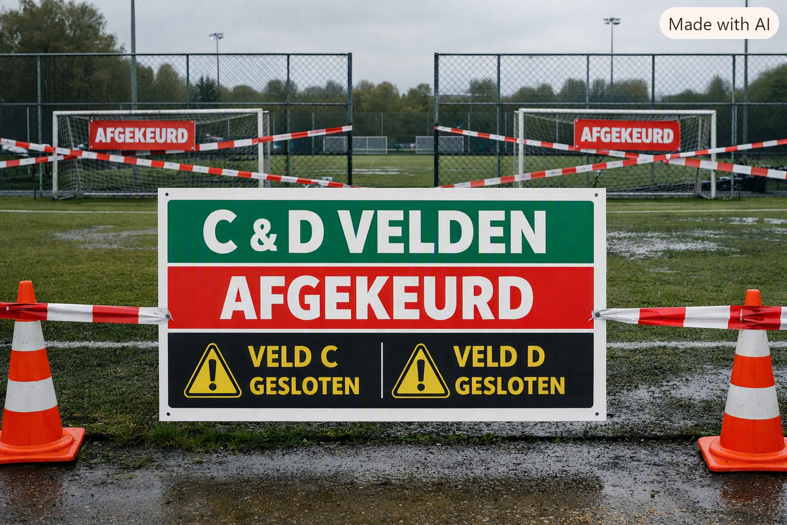 C en D veld tot nader order afgekeurd